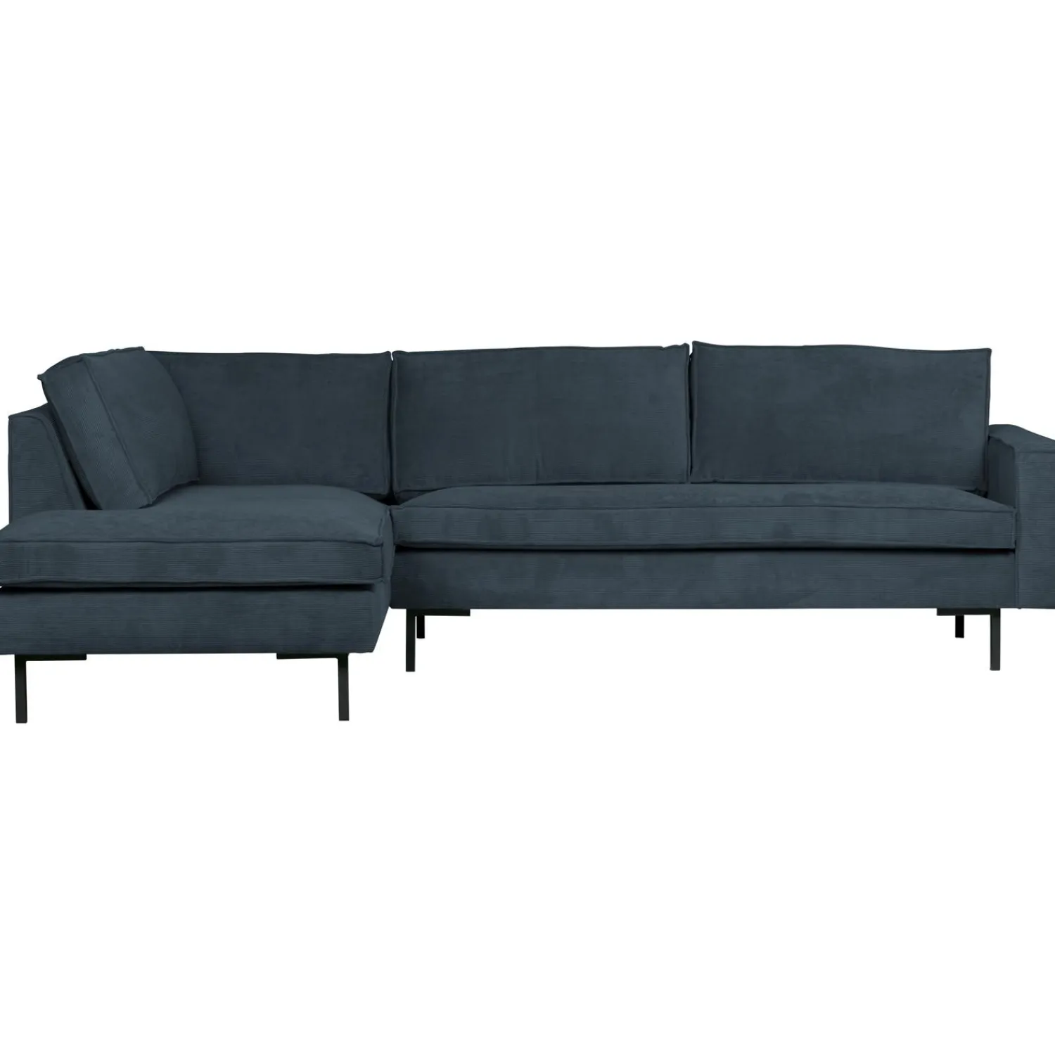 New WOOOD Arwin hoekbank ribstof links staal Blauw