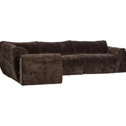 Clearance WOOOD Baggy hoekbank links 3D chenille Donkerbruin