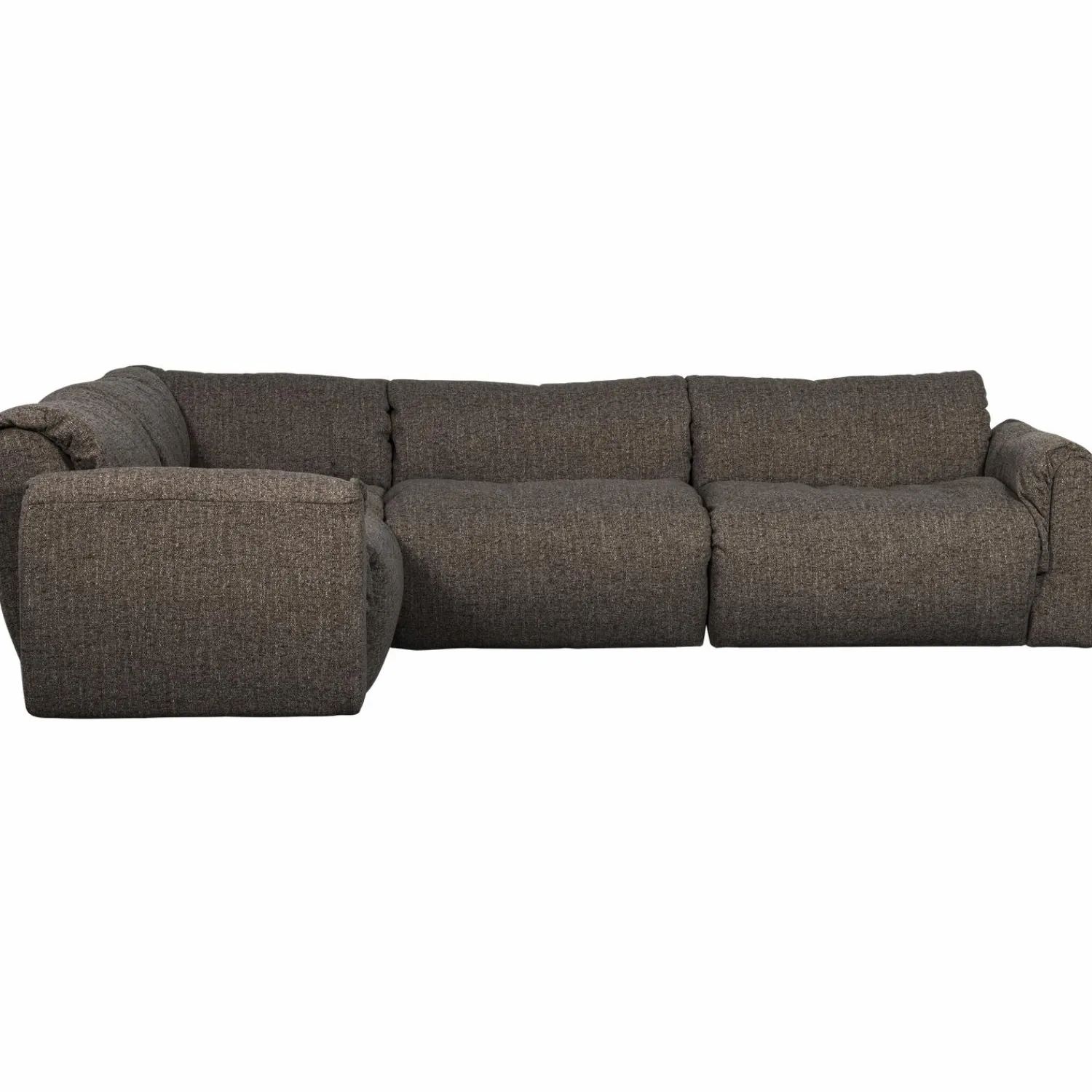 Clearance WOOOD Baggy hoekbank links geweven stof warmgrijs melange Warm grijs melange