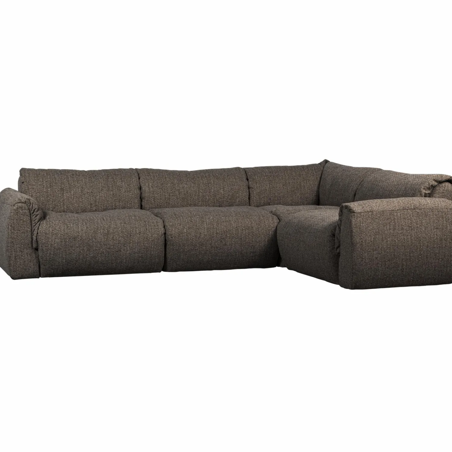 Hot WOOOD Baggy hoekbank rechts geweven stof warmgrijs melange Warm grijs melange