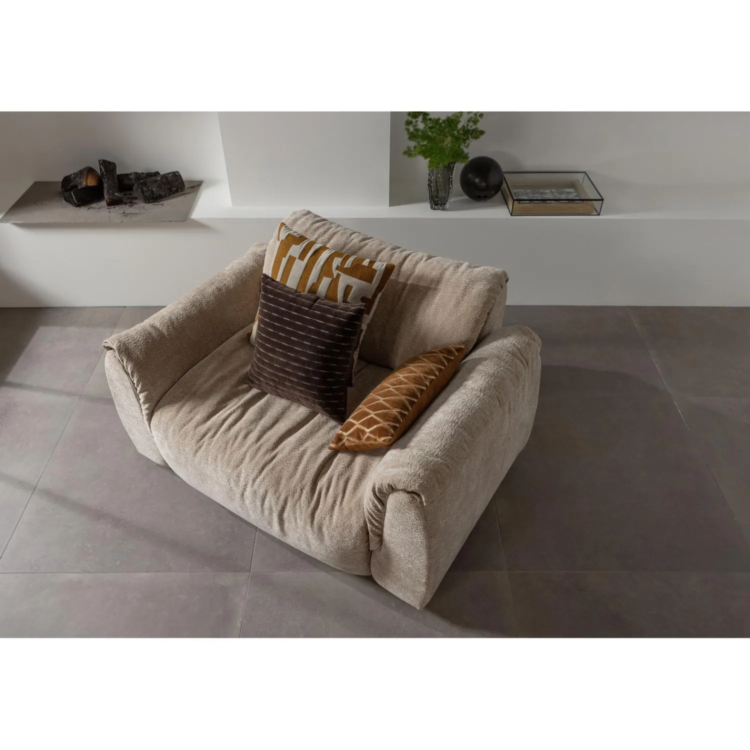 Best WOOOD Baggy loveseat 3D chenille Zand