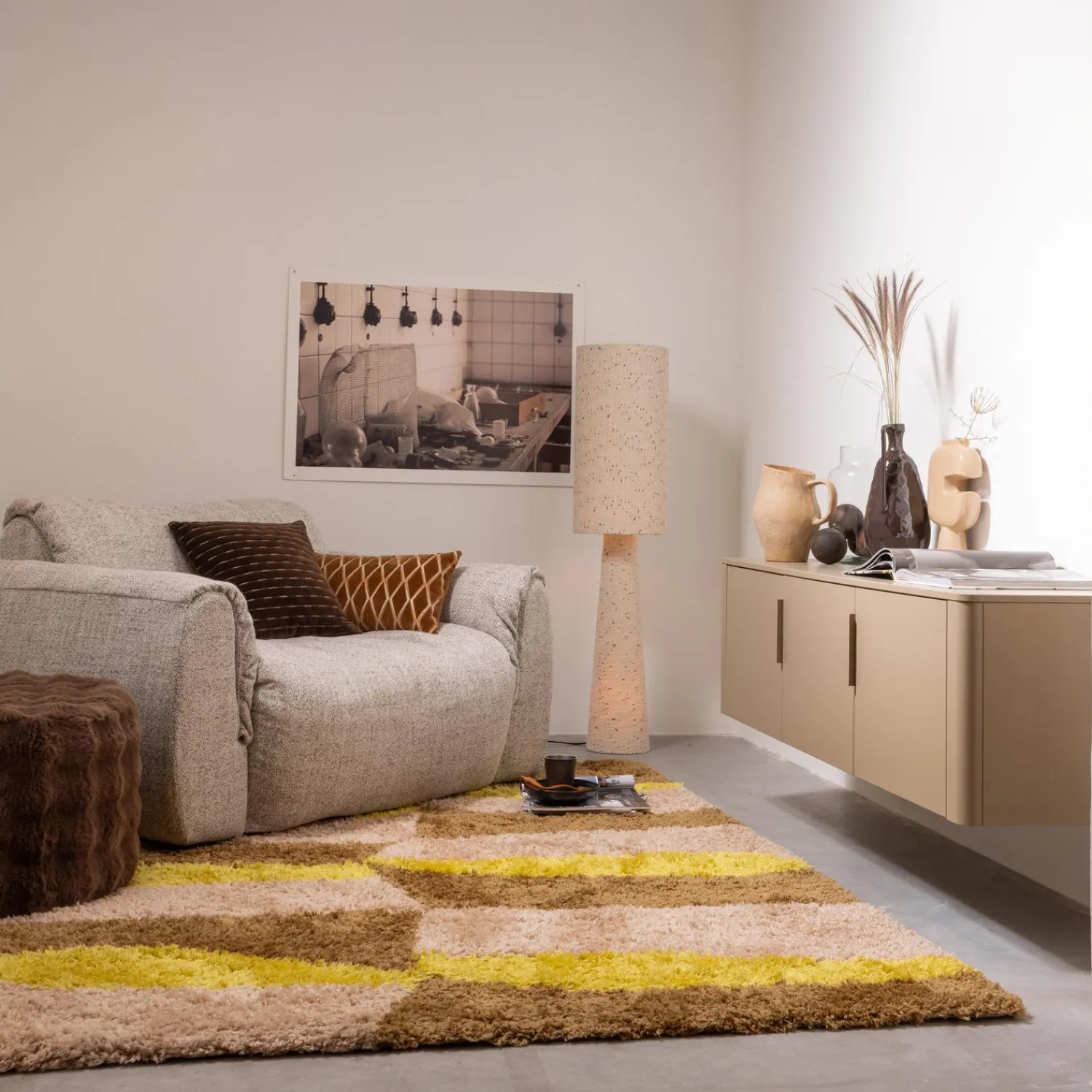 Best WOOOD Baggy loveseat geweven stof Naturel melange