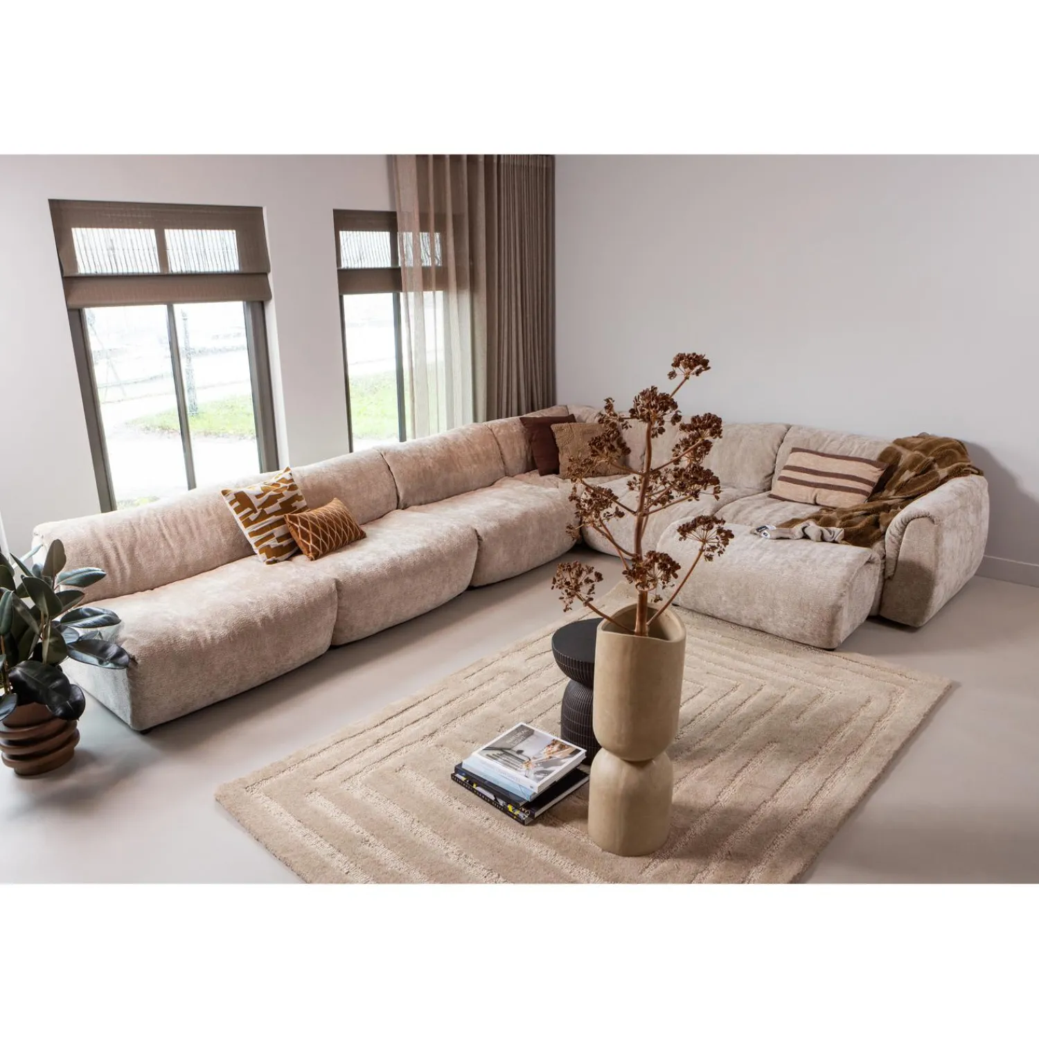 Outlet WOOOD Baggy 1-zits element met arm rechts 3D chenille Zand