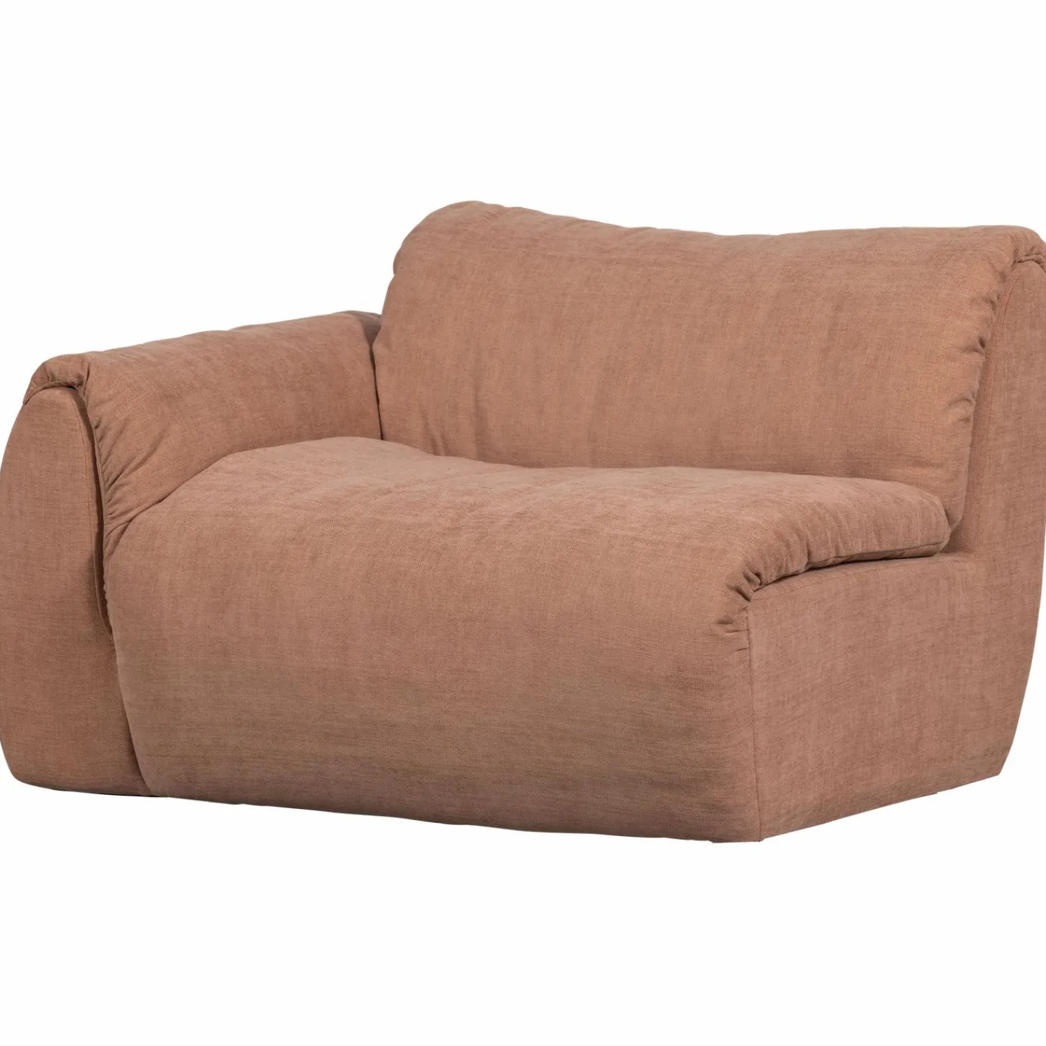 WOOOD Baggy 1-zits element met arm links geweven chenille Oudroze