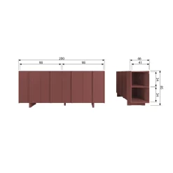 Clearance WOOOD Basu dressoir grenen rood Bordeaux