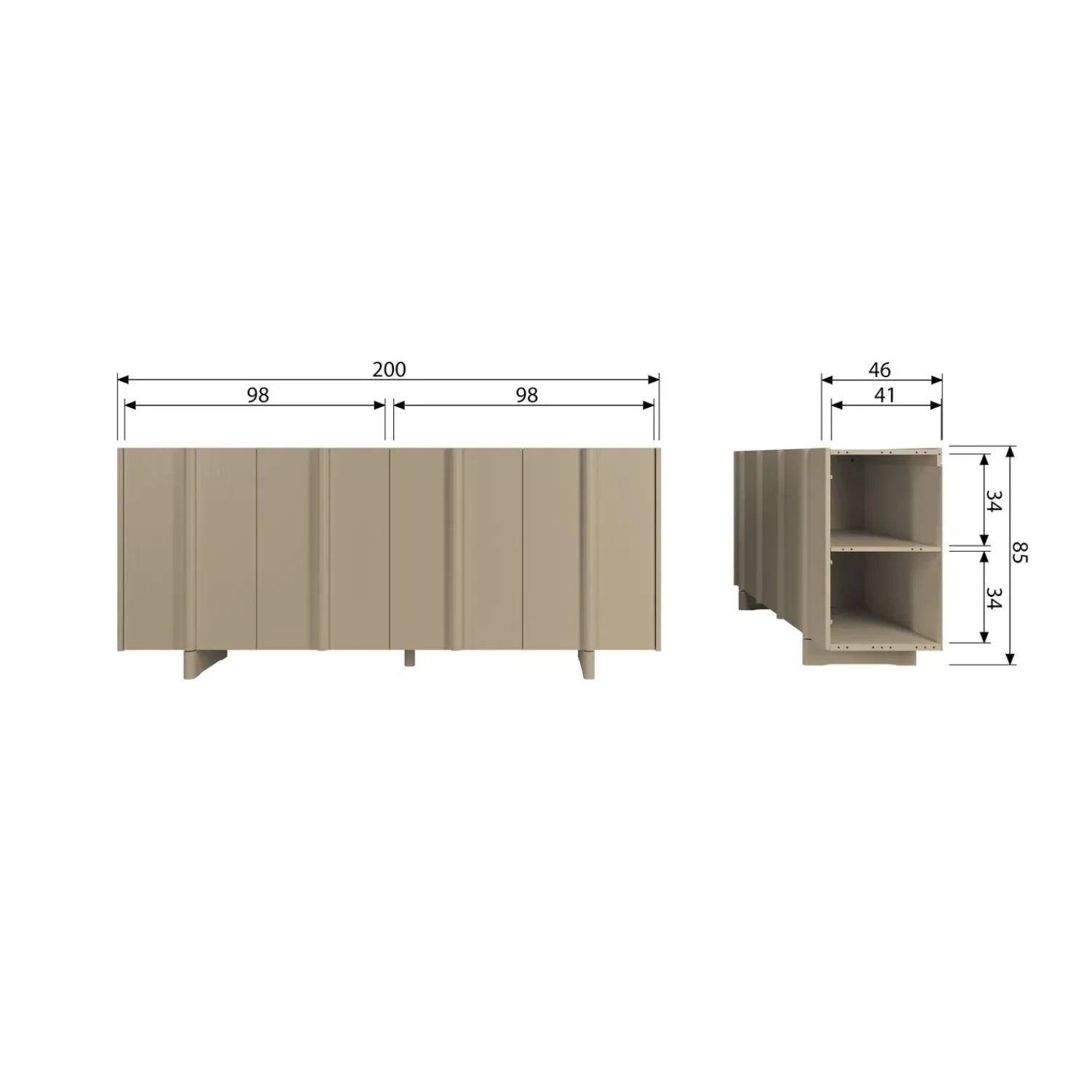 Hot WOOOD Basu dressoir grenen Mud