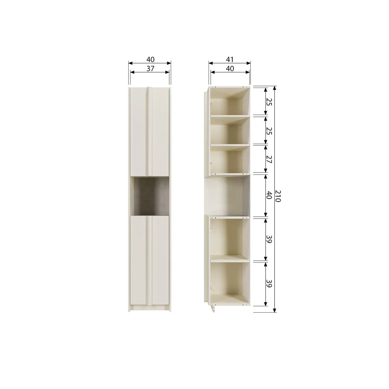 Discount WOOOD Basu smalle kast 40 cm grenen dust incl. concrete decor