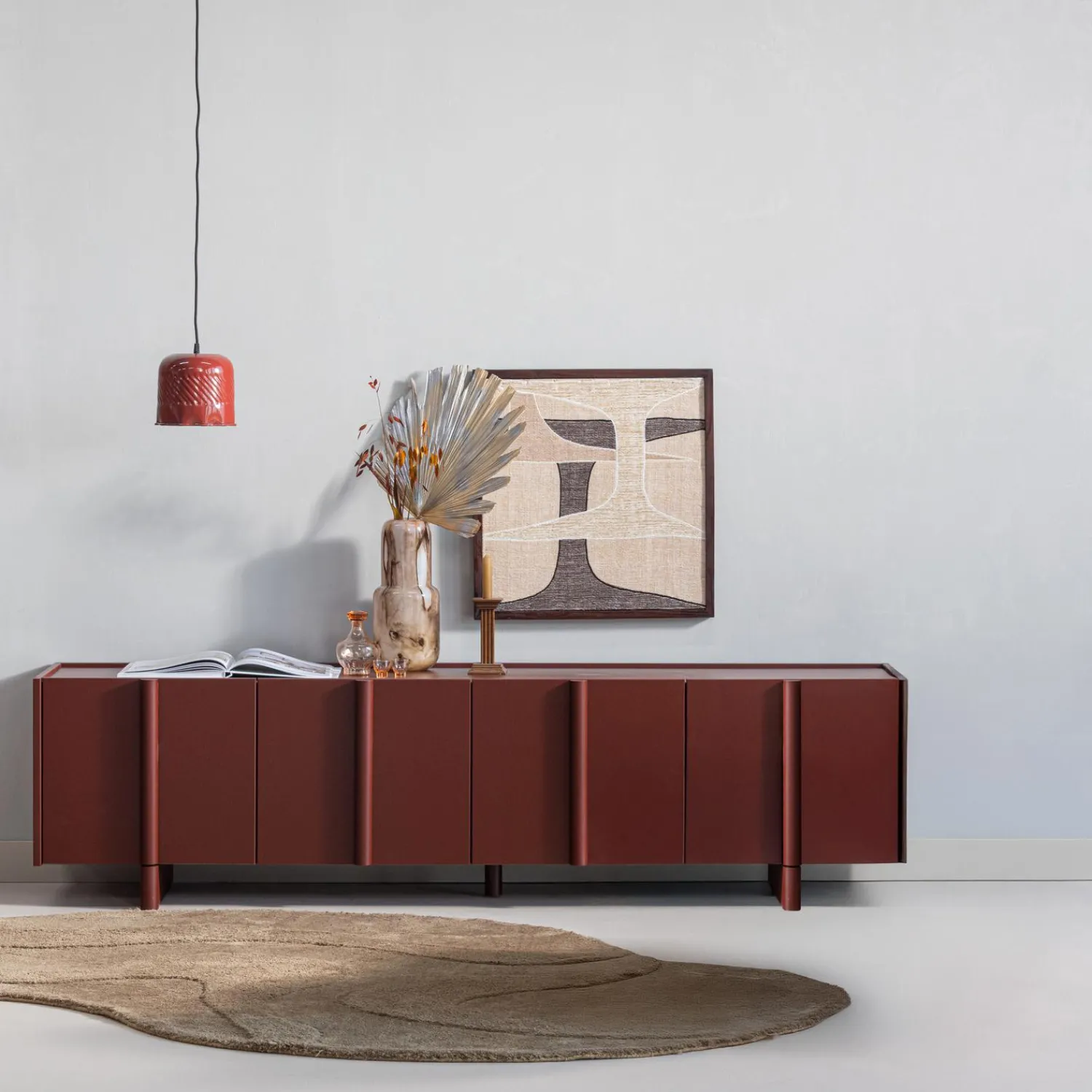 Sale WOOOD Basu tv meubel 200 cm grenen bordeauxrood