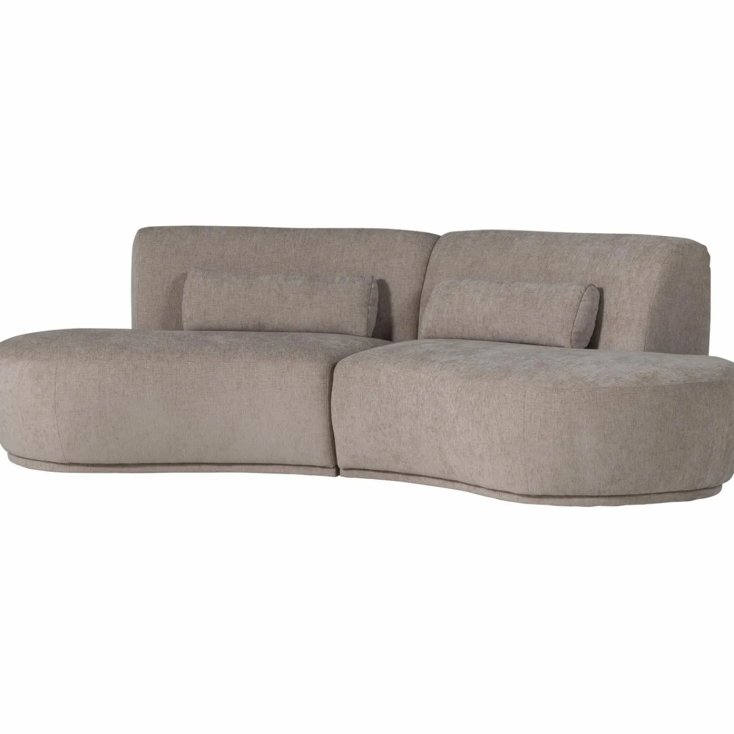 Best WOOOD Batavier half ronde bank 4-zits velvet melange zand Zand melange
