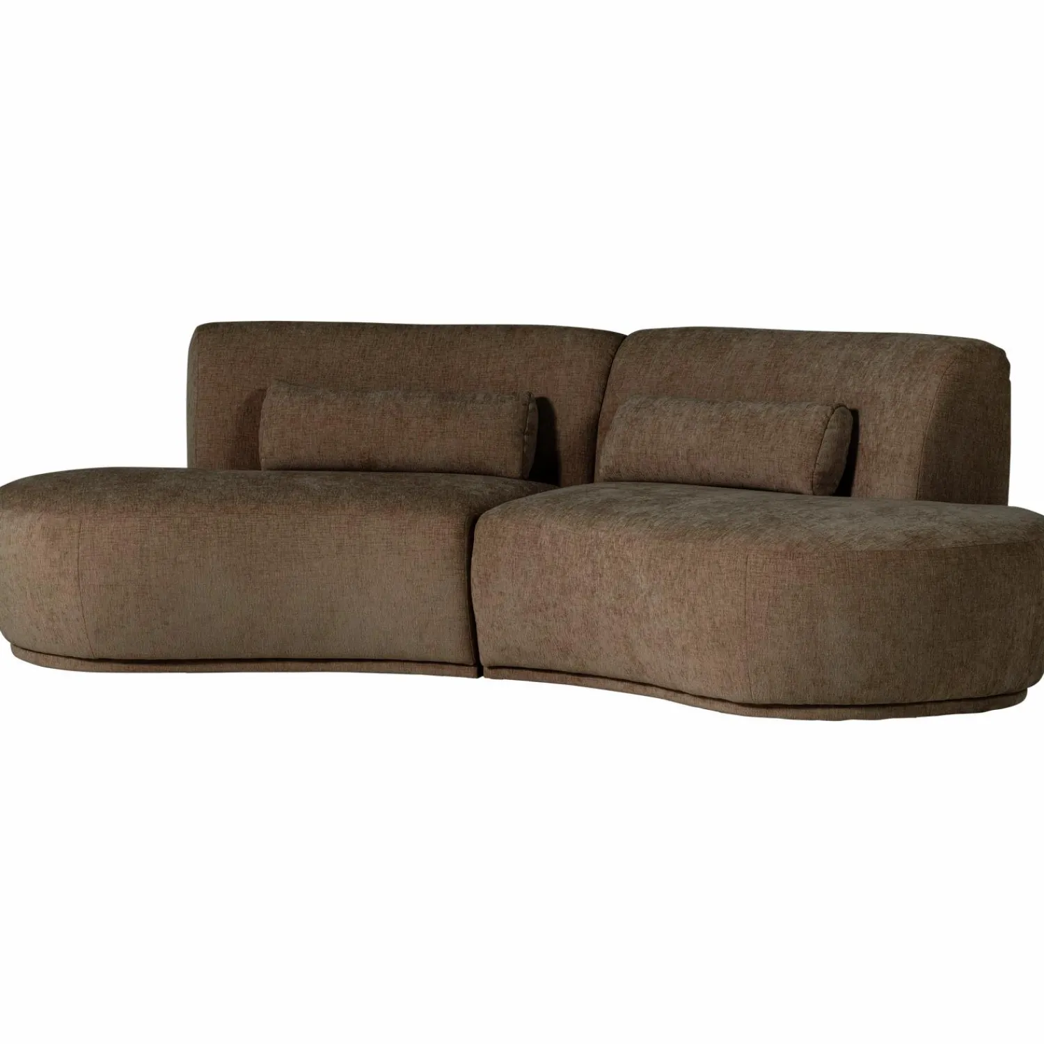 WOOOD Batavier half ronde bank 4-zits velvet melange bruin Bruin melange