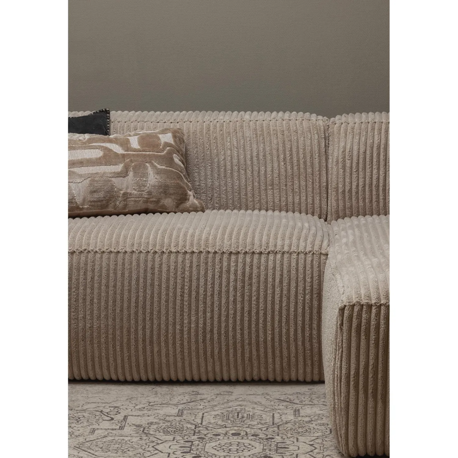 Discount WOOOD Bean chaise longue bank rechts ribstof travertin