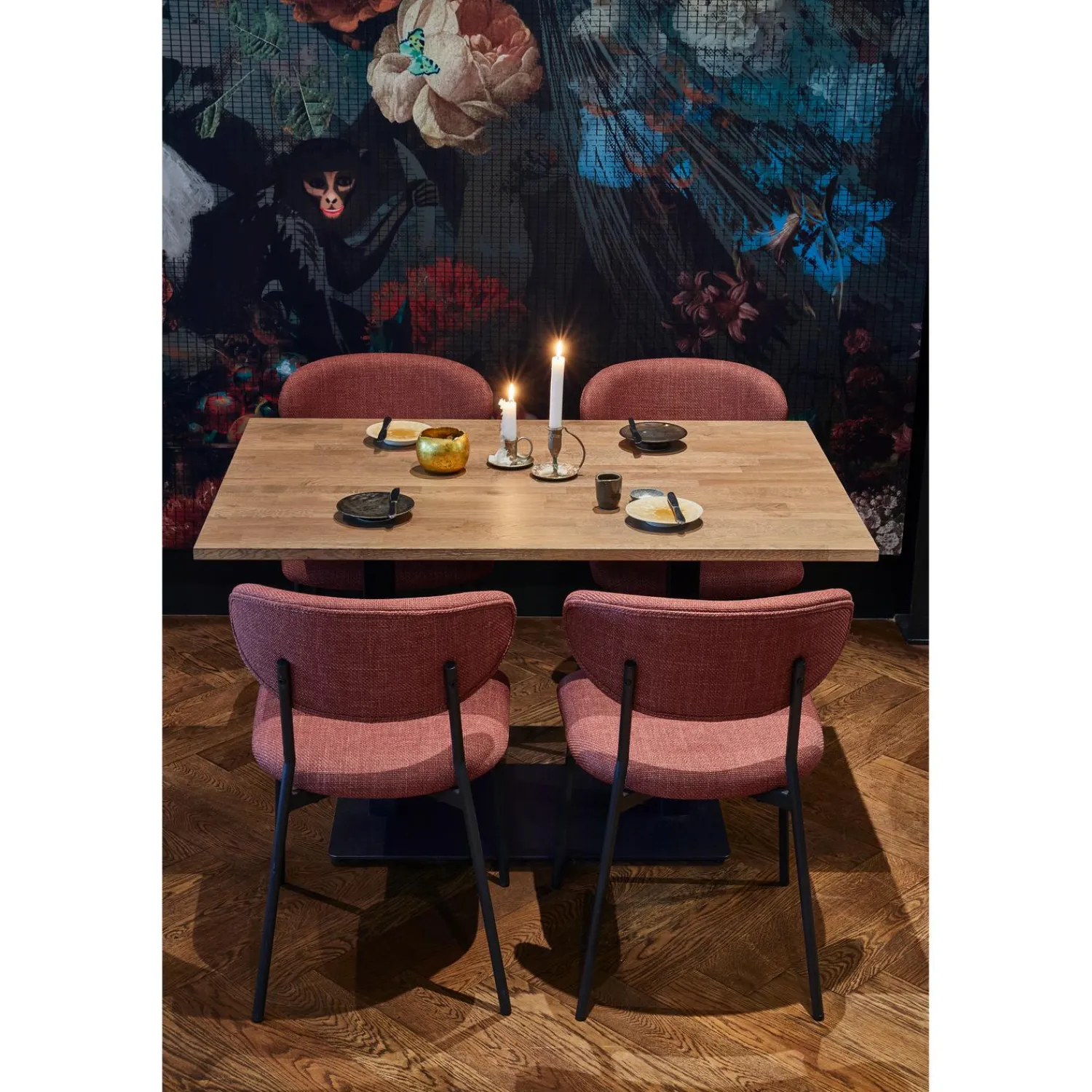 Hot WOOOD Bistro dubbele vierkante buisvoet metaal matzwart 72x80x40 cm