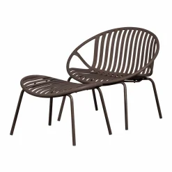 New WOOOD Bruce tuin loungestoel + hocker pp/metaal Paars/bruin