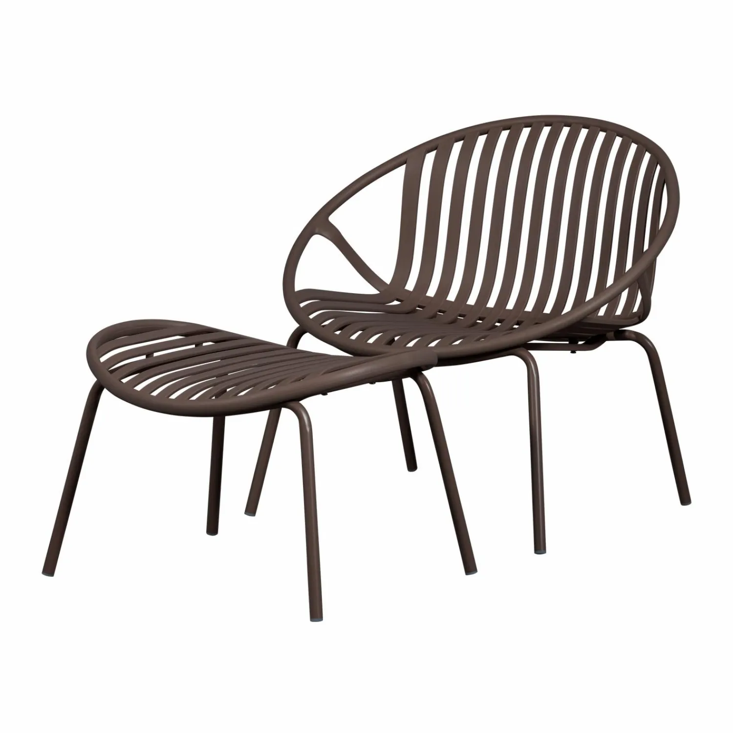 New WOOOD Bruce tuin loungestoel + hocker pp/metaal Paars/bruin