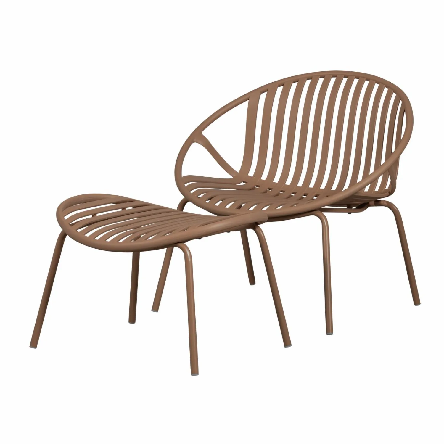 Discount WOOOD Bruce tuin loungestoel + hocker PP/metaal Zalmroze