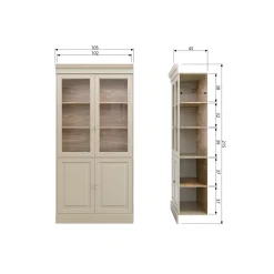 New WOOOD Chow 4-deurs vitrinekast grenen dakargrau