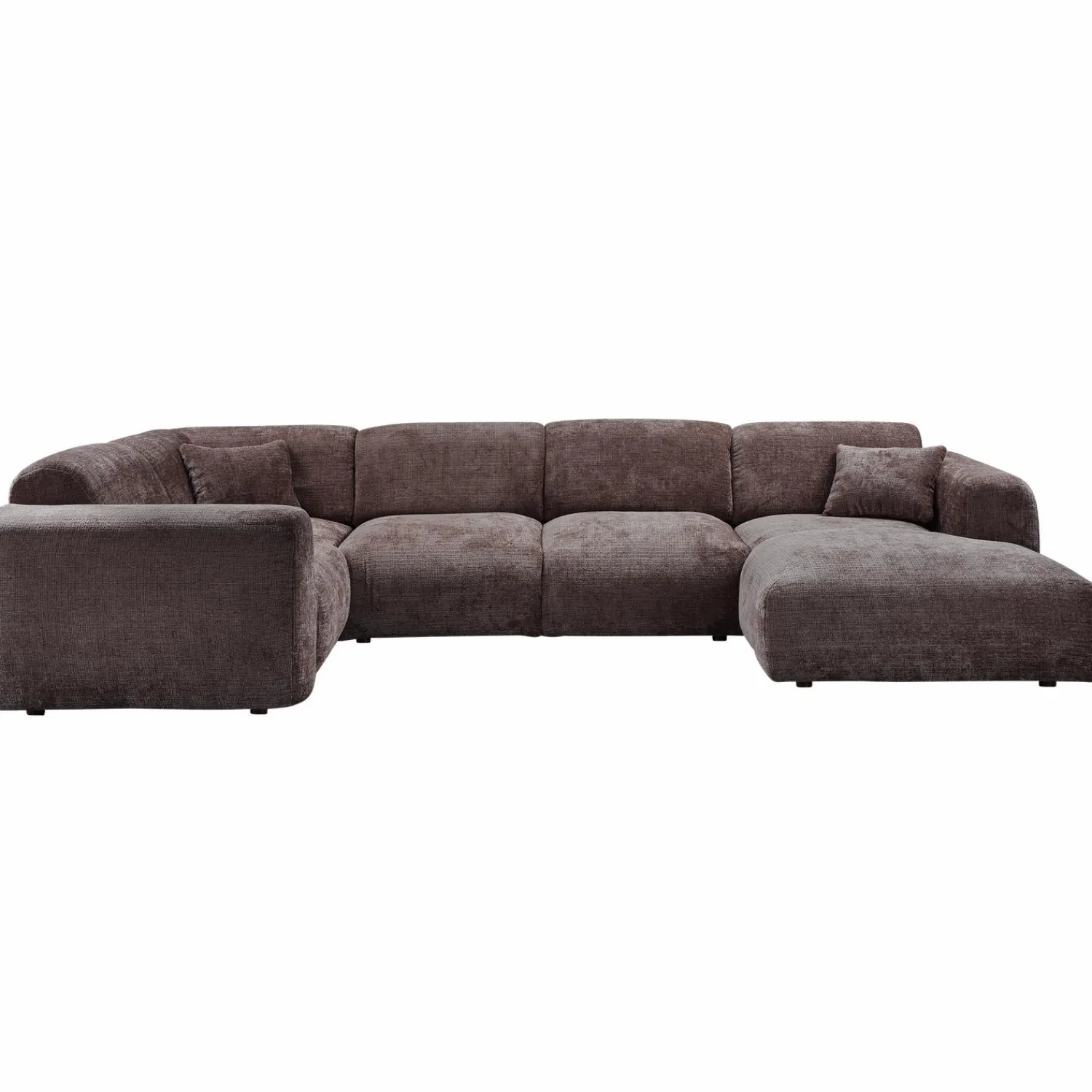 Hot WOOOD Cloud hoekbank links geweven chenille Warm bruin