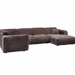 Hot WOOOD Cloud hoekbank links geweven chenille Warm bruin