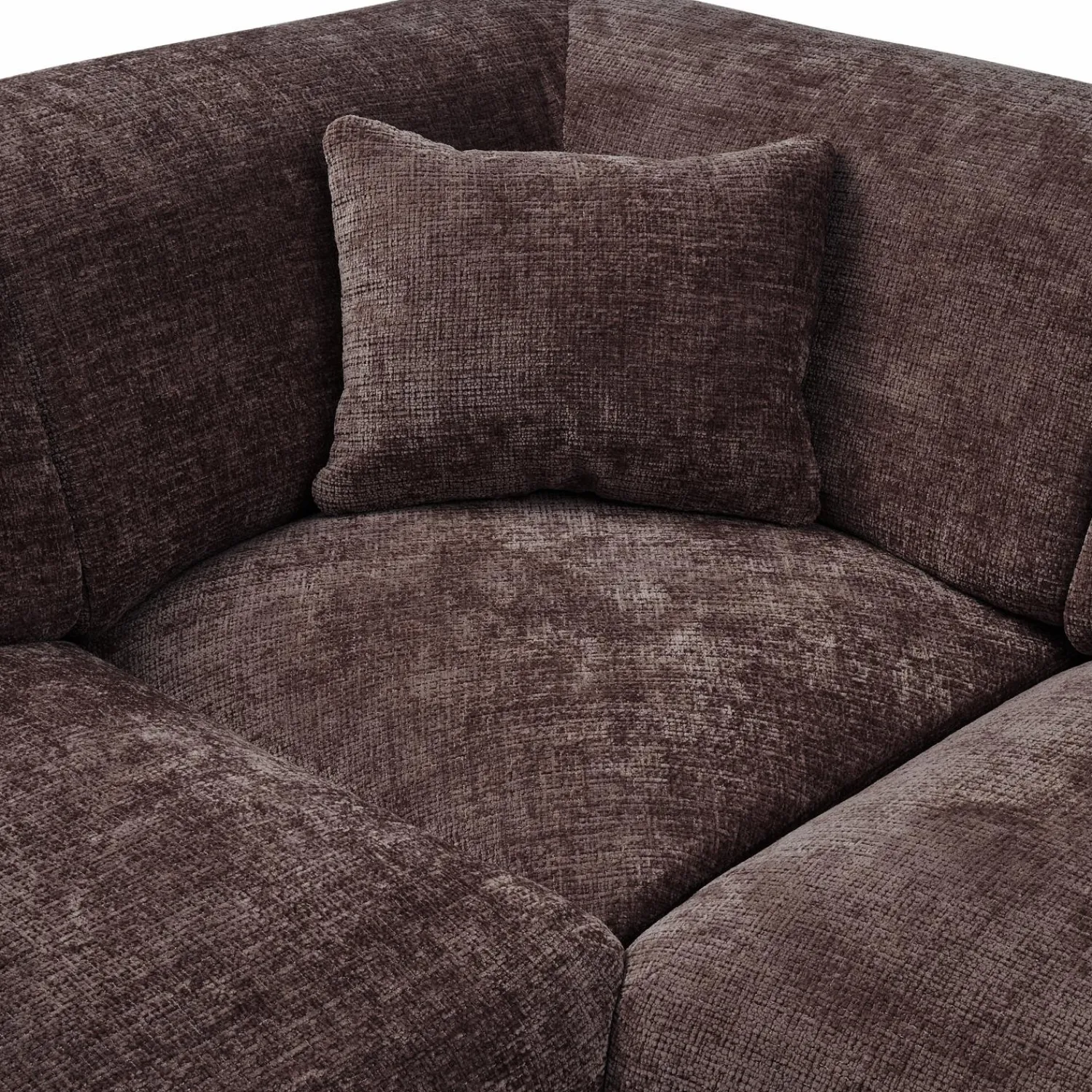 Hot WOOOD Cloud hoekbank links geweven chenille Warm bruin