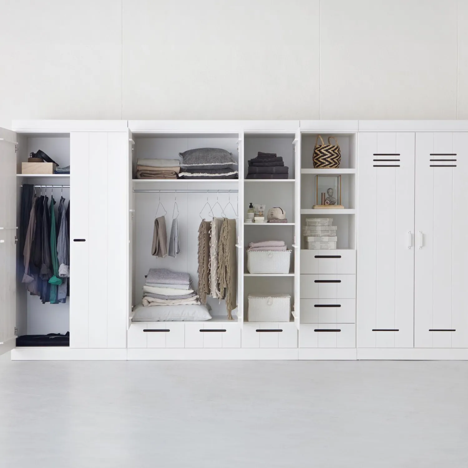 Outlet WOOOD Connect 3-deurs kledingkast + lade Wit