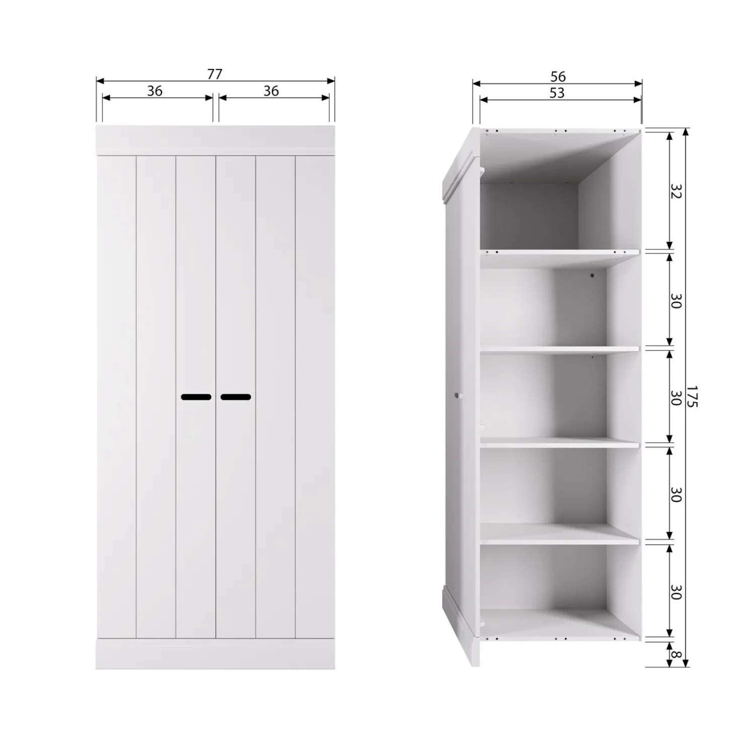 New WOOOD Connect lage kast 2-deurs grenen wit