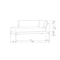 Discount WOOOD Couple lounge element links Lichtgrijs