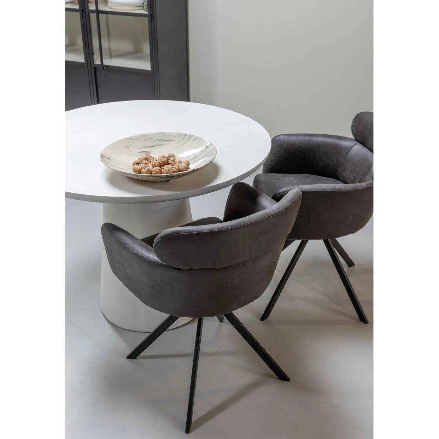 Discount WOOOD Damon eettafel betonlook wit 76xø100