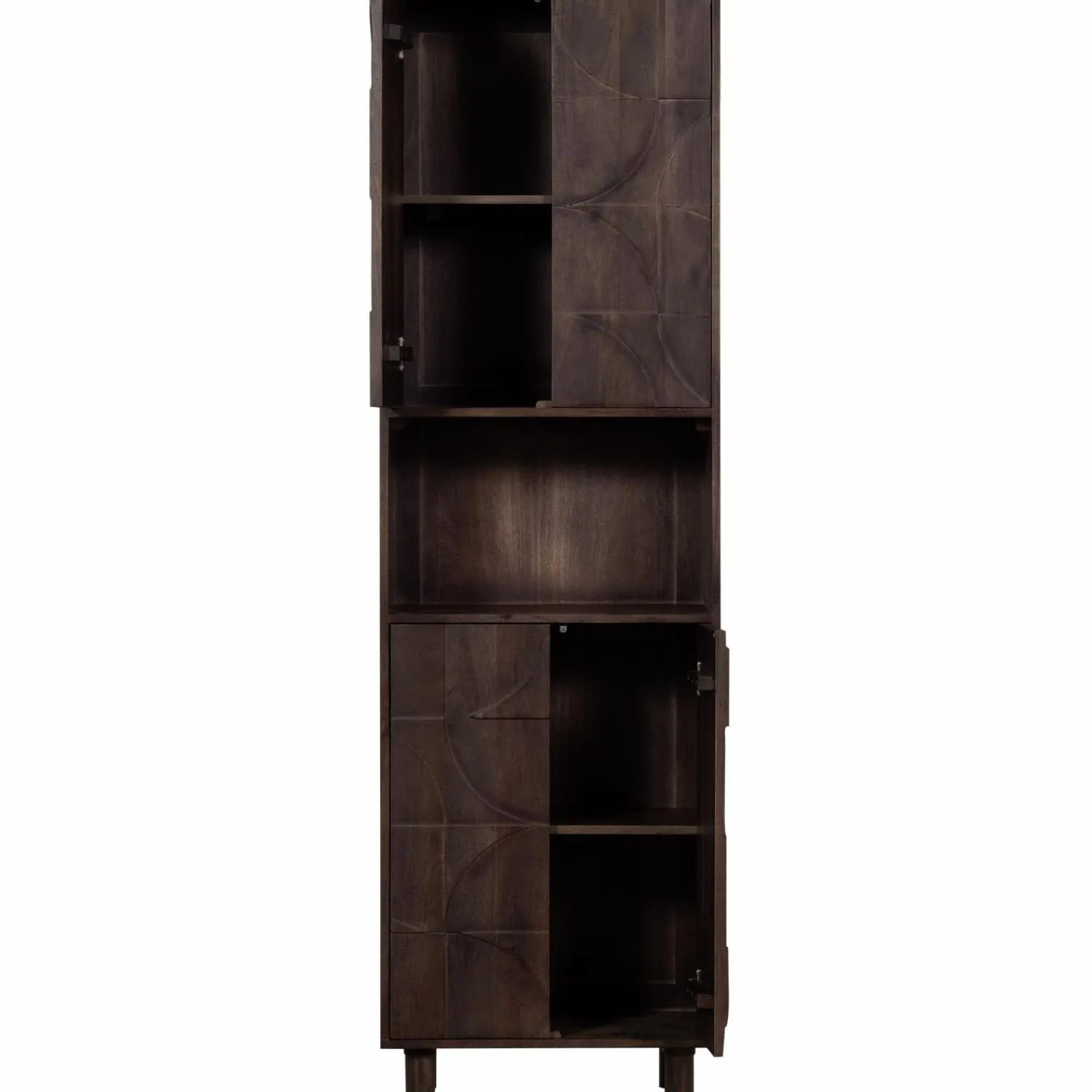 Discount WOOOD Draw 4-deurs opbergkast met open vak mango hout walnoot