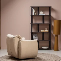 Clearance WOOOD Efia vloerkleed rond wol bruin melange ø200 cm