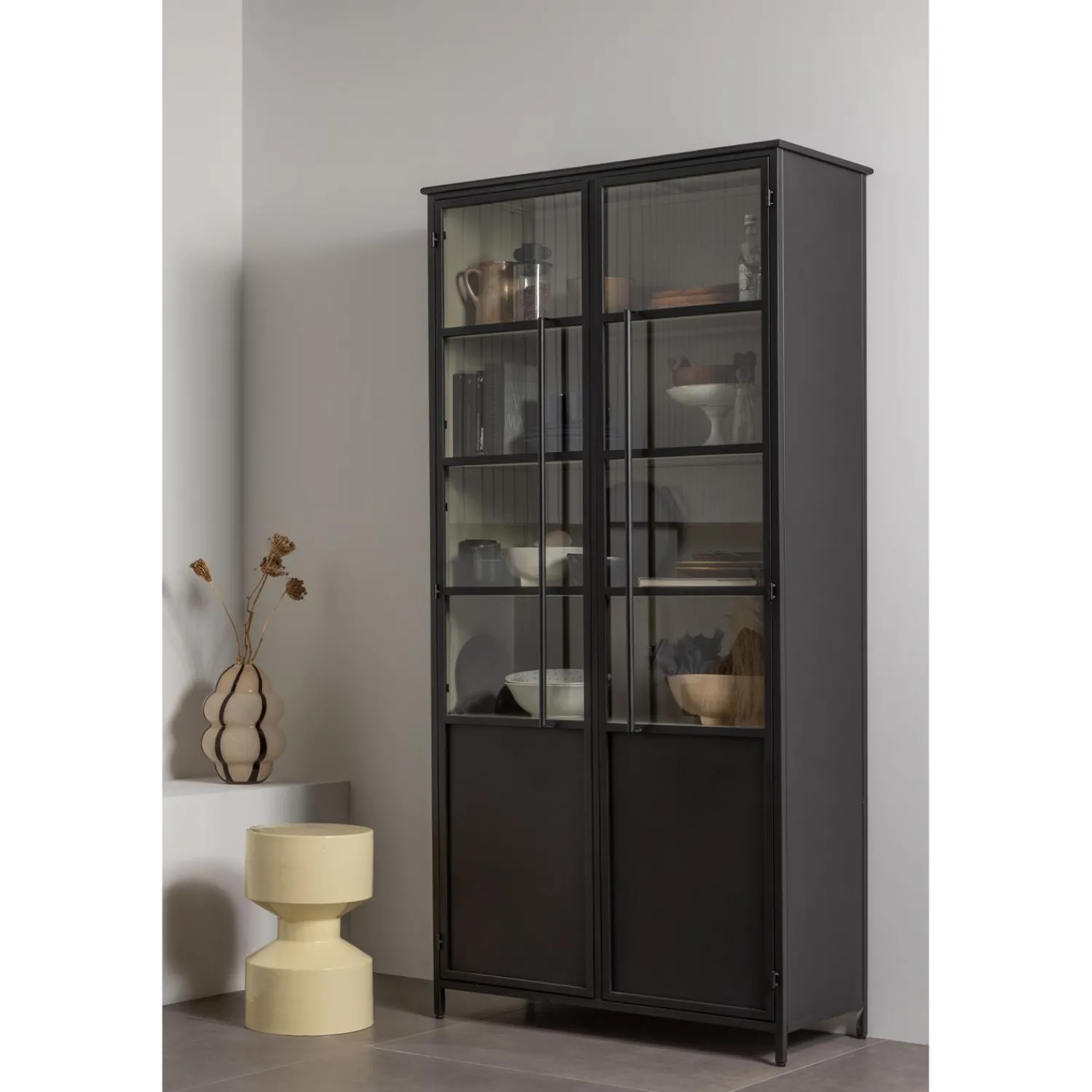 Clearance WOOOD Exhibit XL 2-deurs vitrinekast metaal Zwart