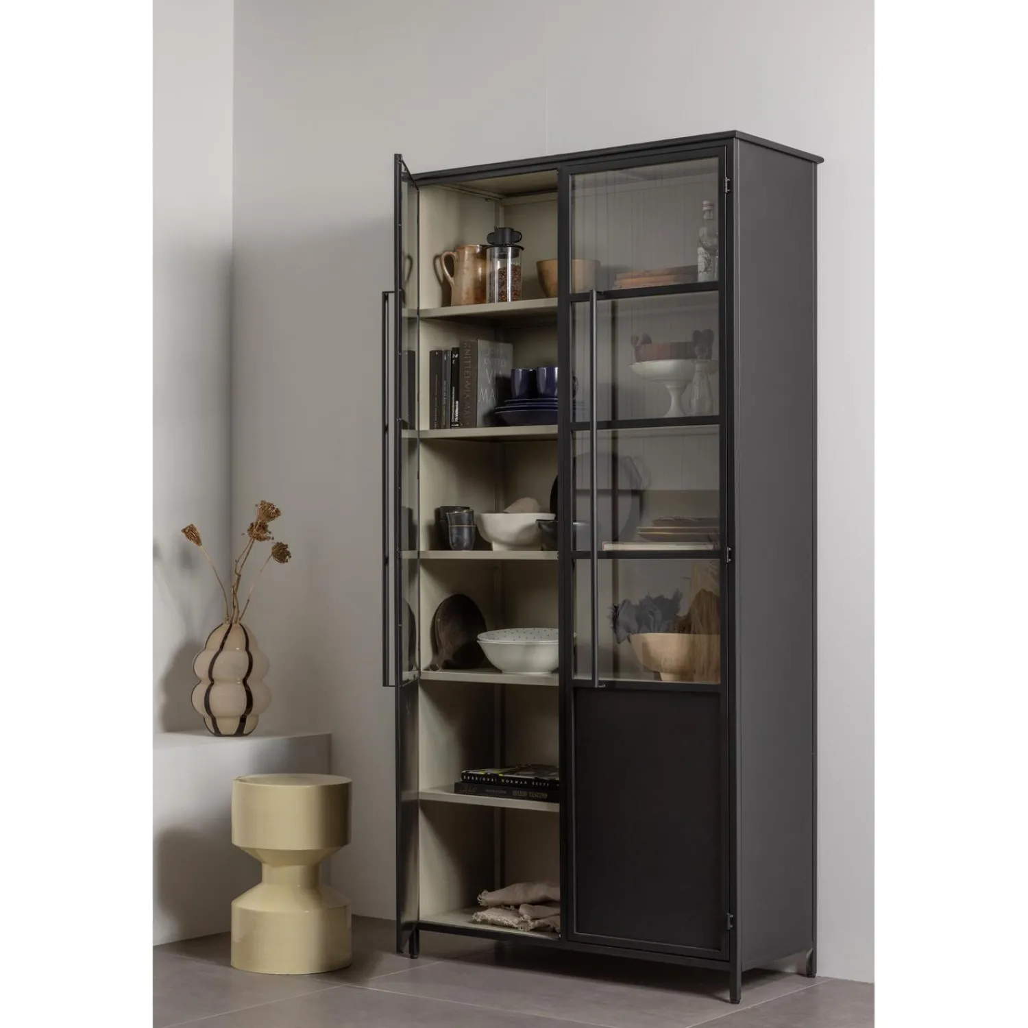 Clearance WOOOD Exhibit XL 2-deurs vitrinekast metaal Zwart