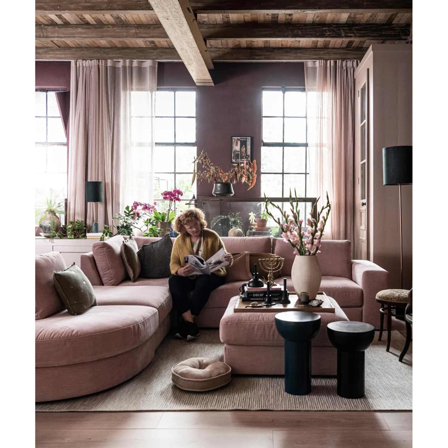 Hot WOOOD Family 1-zits element ronde hoek links Roze