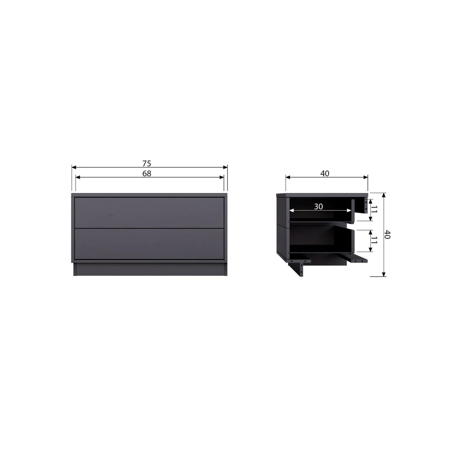Discount WOOOD Finca tv meubel 75 cm grenen diepzwart
