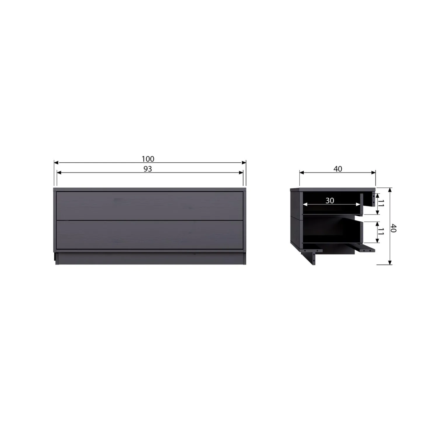 Discount WOOOD Finca tv meubel 100 cm grenen diepzwart