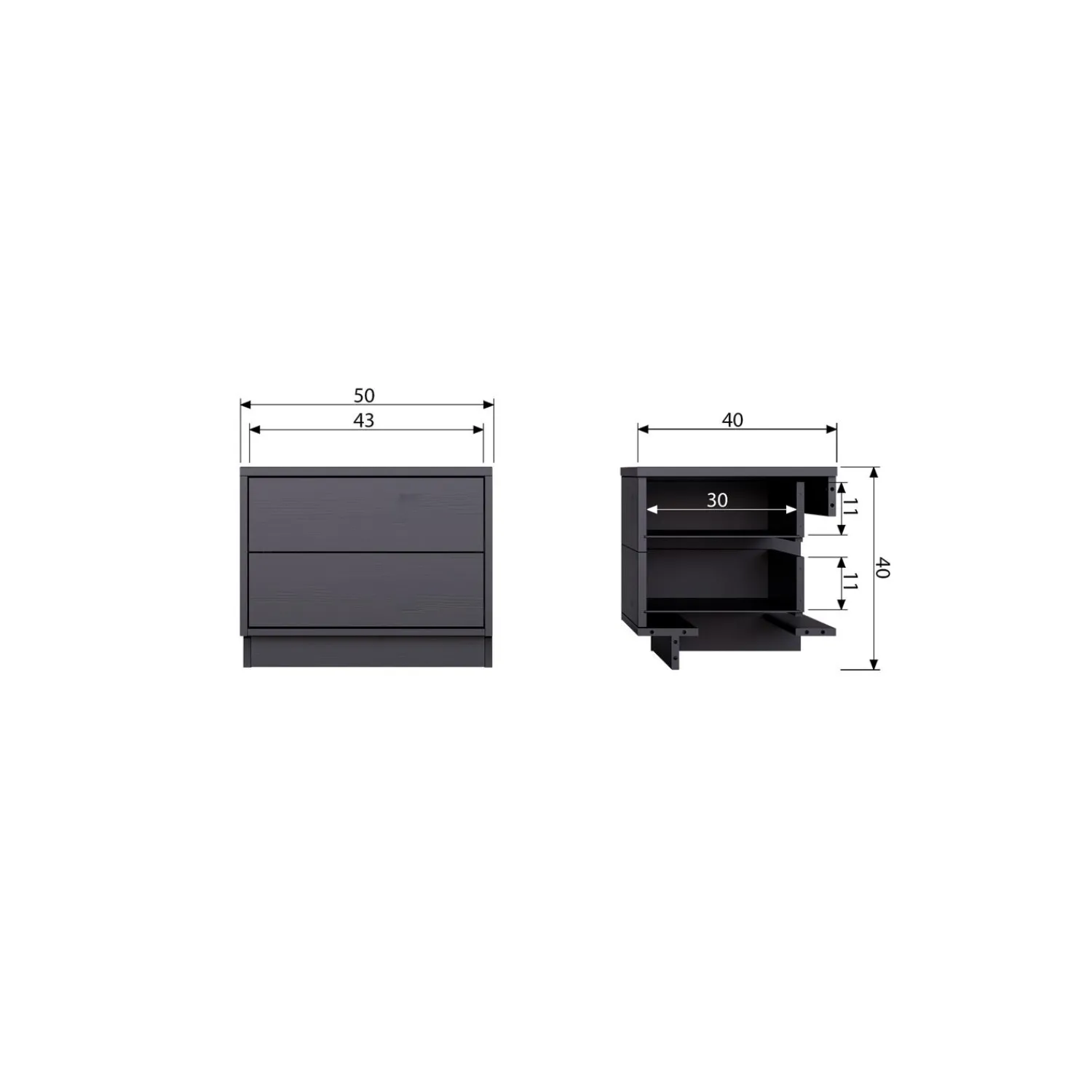 Clearance WOOOD Finca tv meubel 50 cm grenen diepzwart