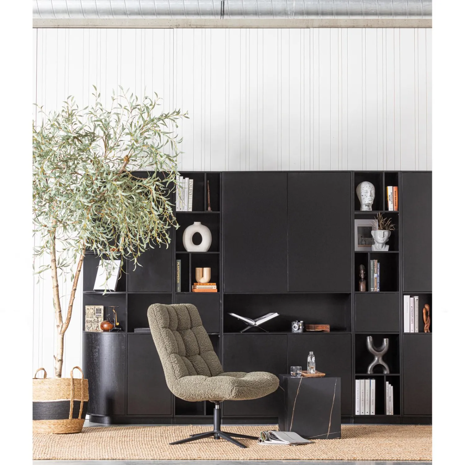 Sale WOOOD Finca tv meubel rond rechts 78 cm grenen diepzwart