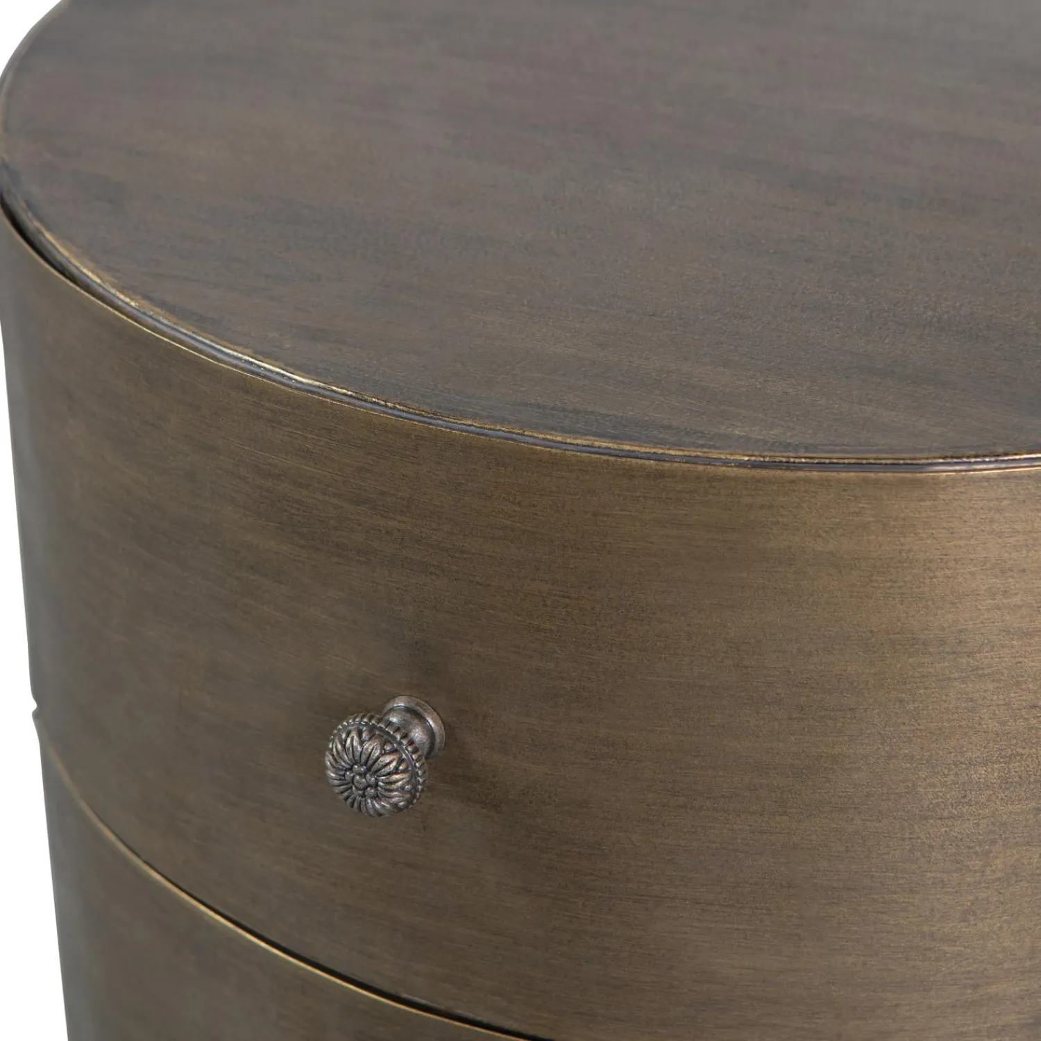 Discount WOOOD Glossy rond kastje metaal antique brass
