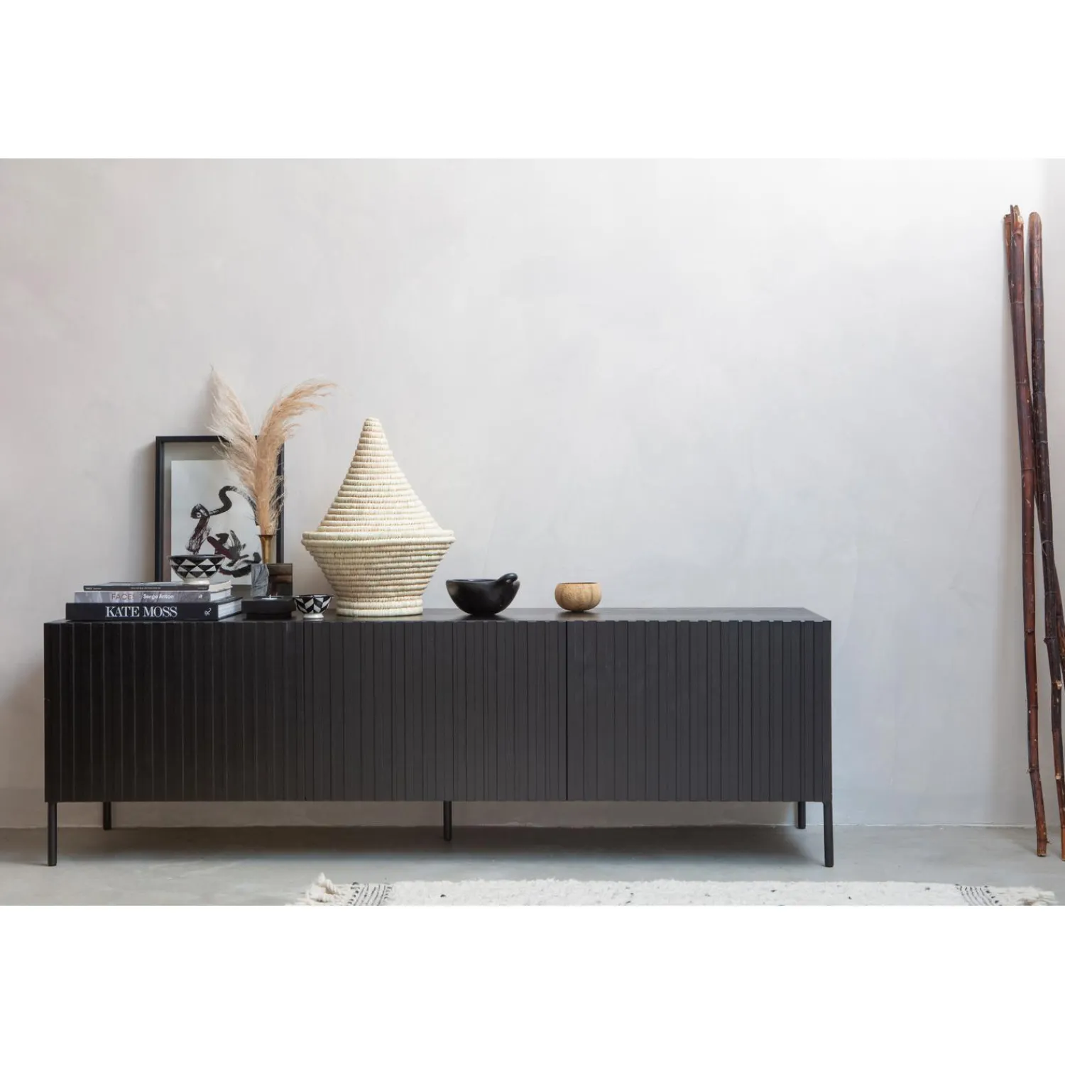 Discount WOOOD Grand Gravure tv meubel grenen zwart