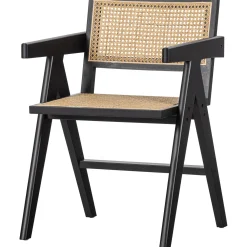 Hot WOOOD Gunn eetkamerstoel rattan/hout zwart