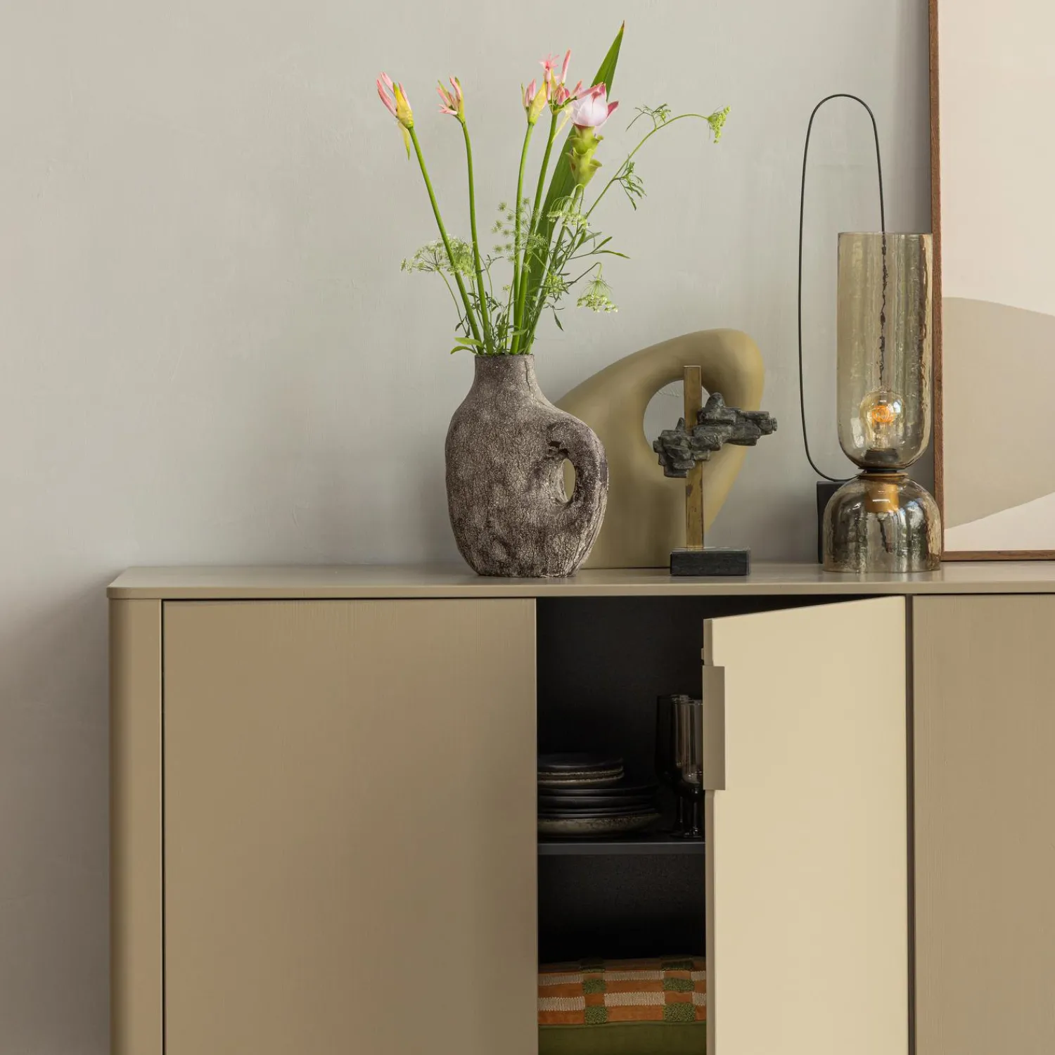 WOOOD Gunnar dressoir 200 cm grenen Mud