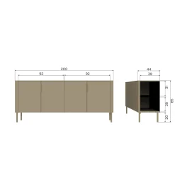Online WOOOD Gunnar dressoir 200 cm grenen Matzwart