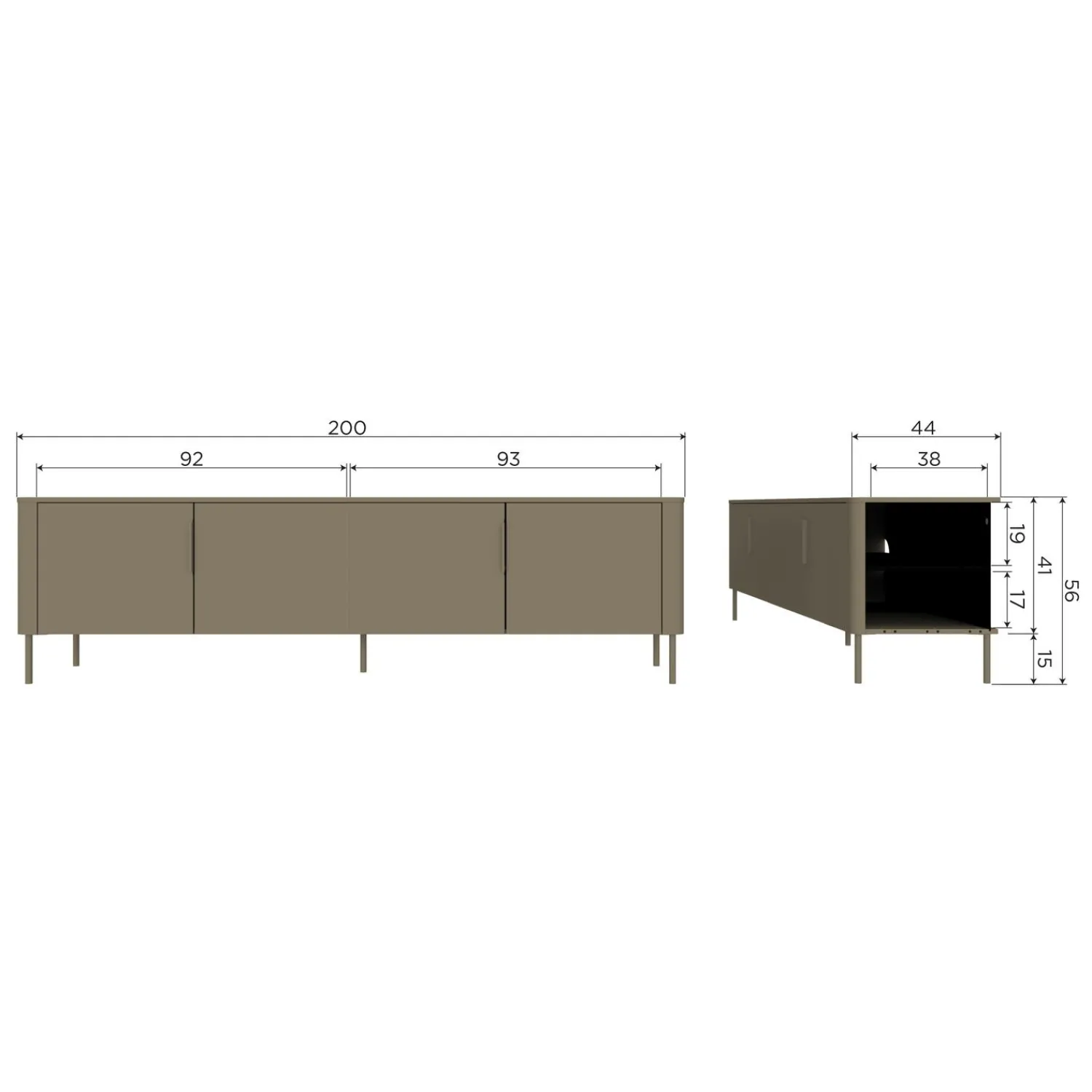 Hot WOOOD Gunnar tv meubel 154 cm grenen Mud