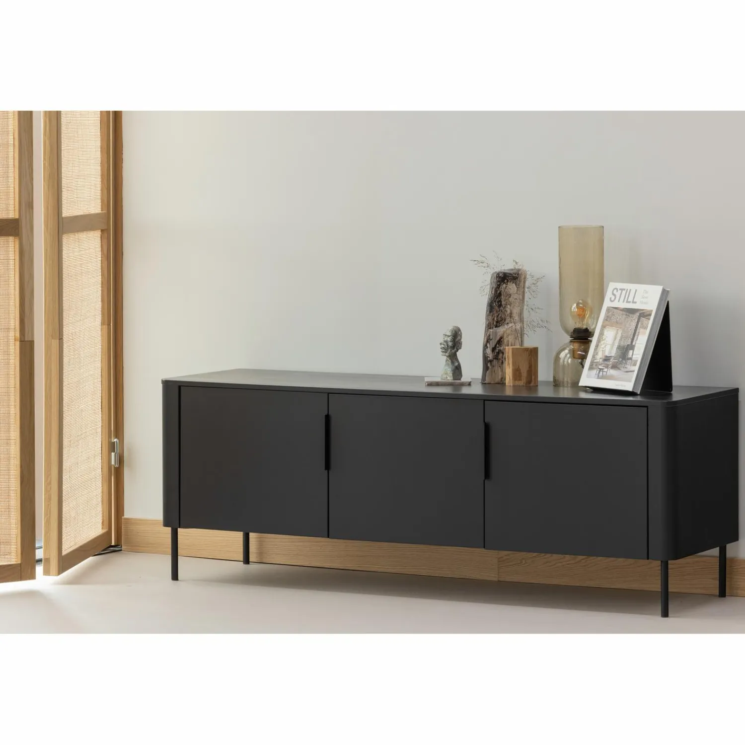 Discount WOOOD Gunnar tv meubel 154 cm grenen Matzwart