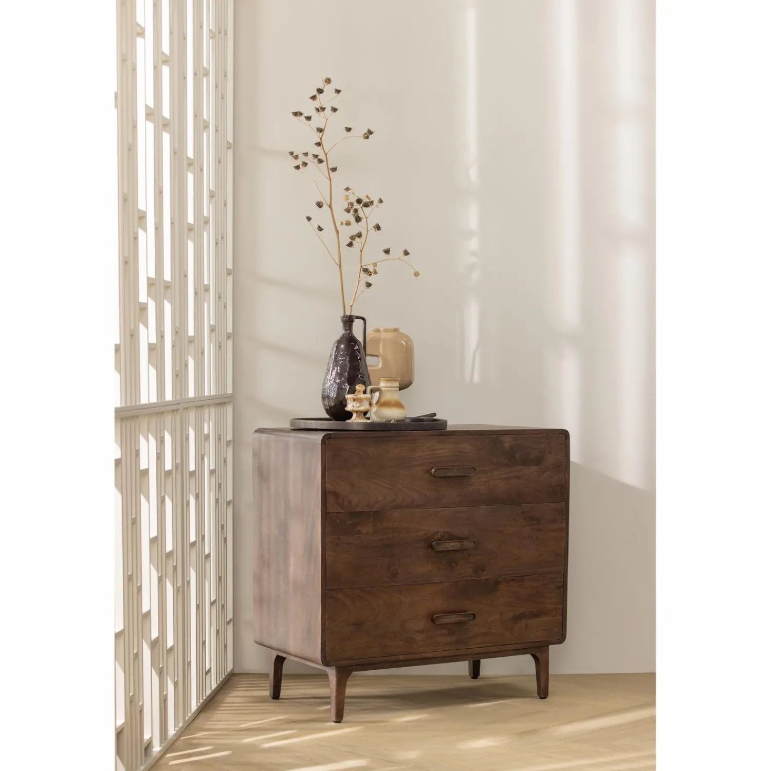 Clearance WOOOD Indre vaas aluminium bruin
