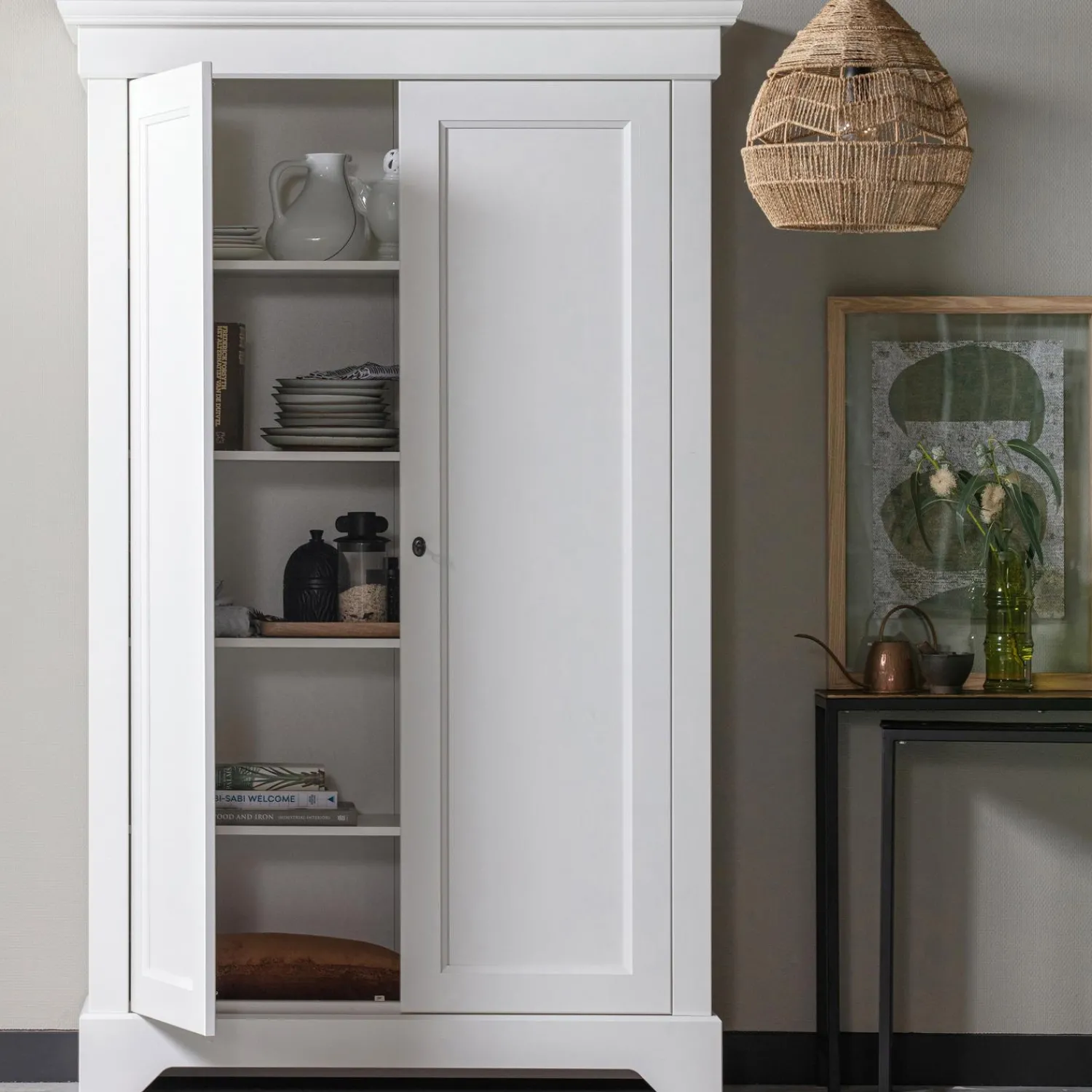 Best WOOOD Isabel brocante kast grenen Wit
