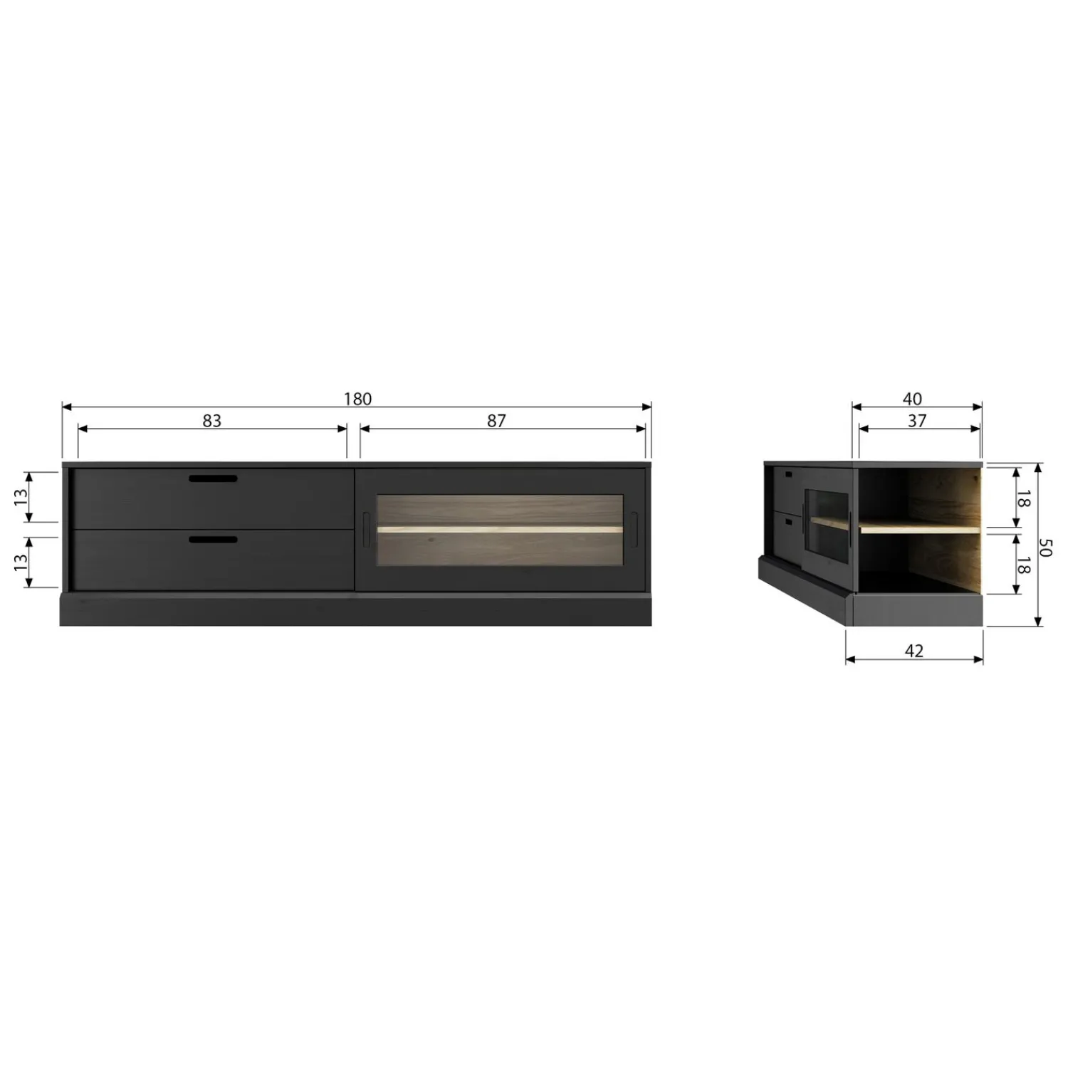 New WOOOD James tv meubel zwart/walnoot