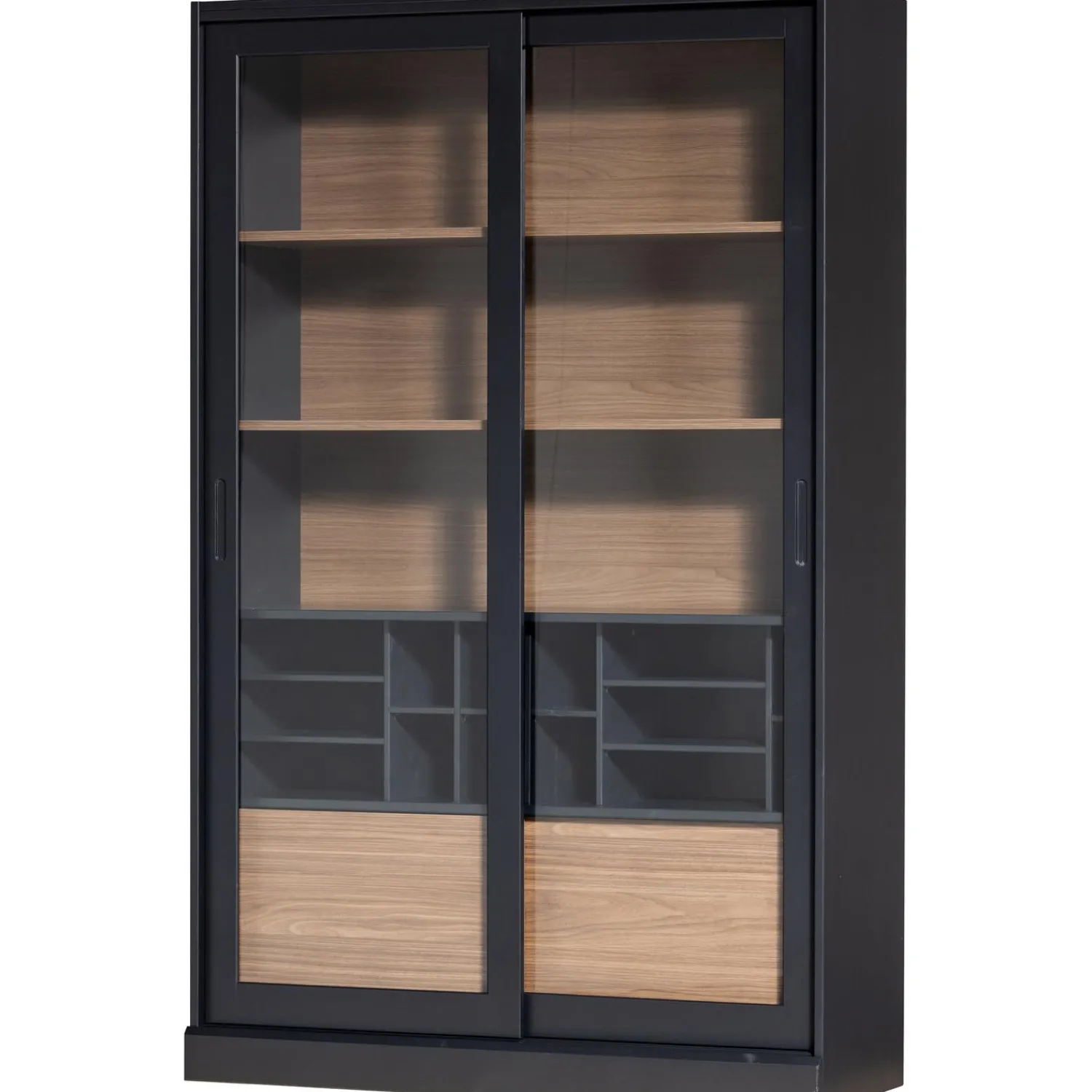 Clearance WOOOD James vitrinekast zwart/walnoot