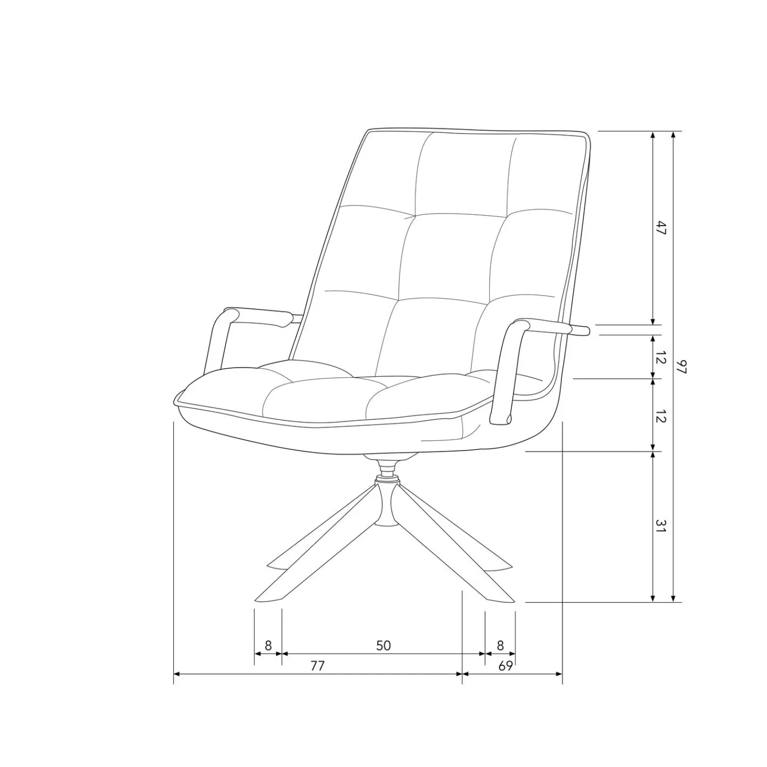 Discount WOOOD Jouke draaifauteuil met armleuning leerlook cognac