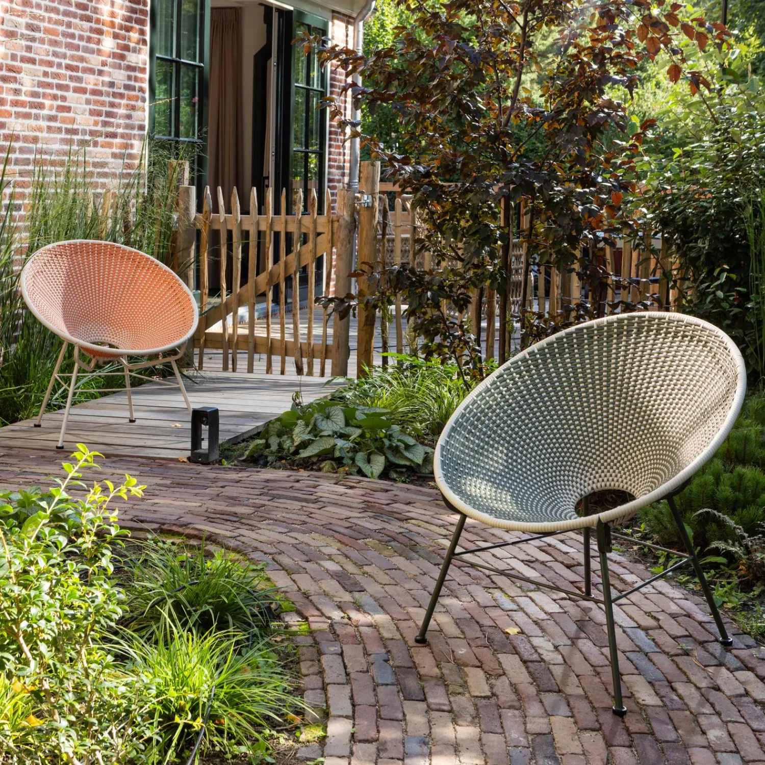 Sale WOOOD Kazoun tuin loungestoel wicker Oranje