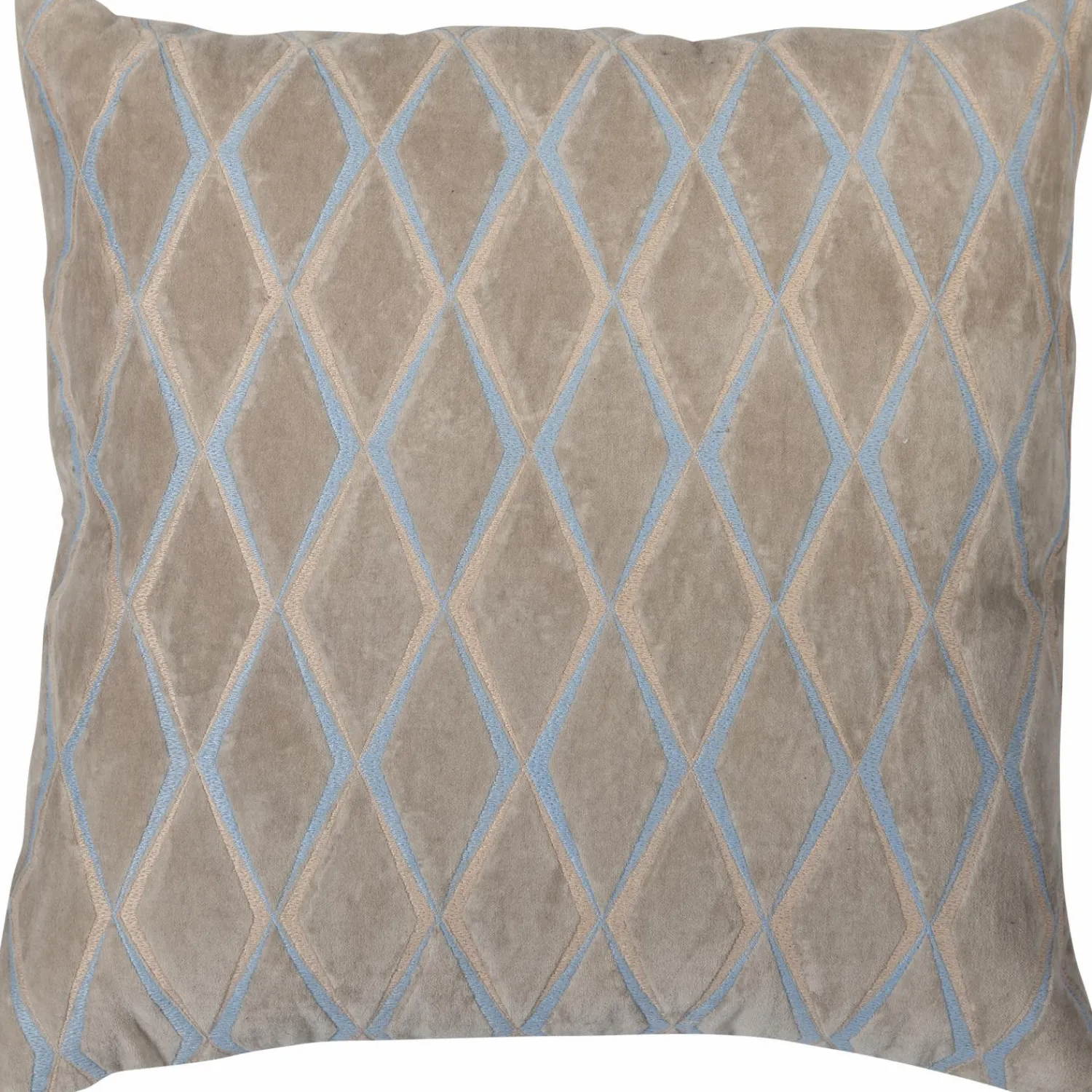 WOOOD Laon kussens velvet naturel/blauw - set van 3